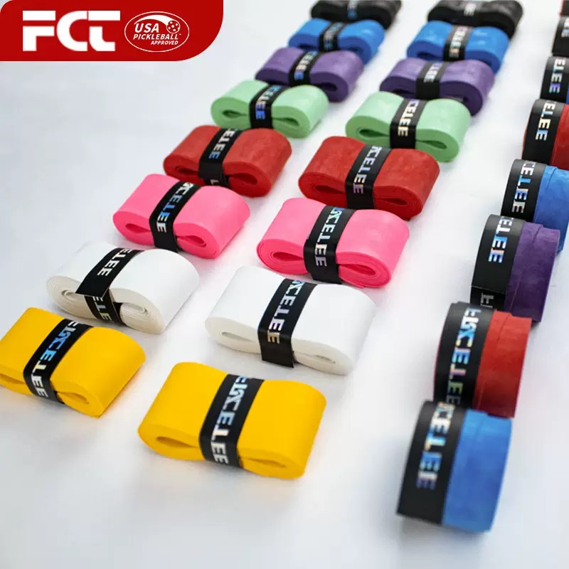 Rows of custom overgrips in multiple solid colors