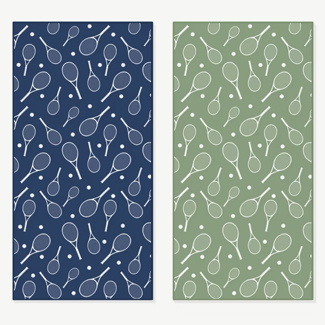 Blue and green tennis towel repeat-pattern options
